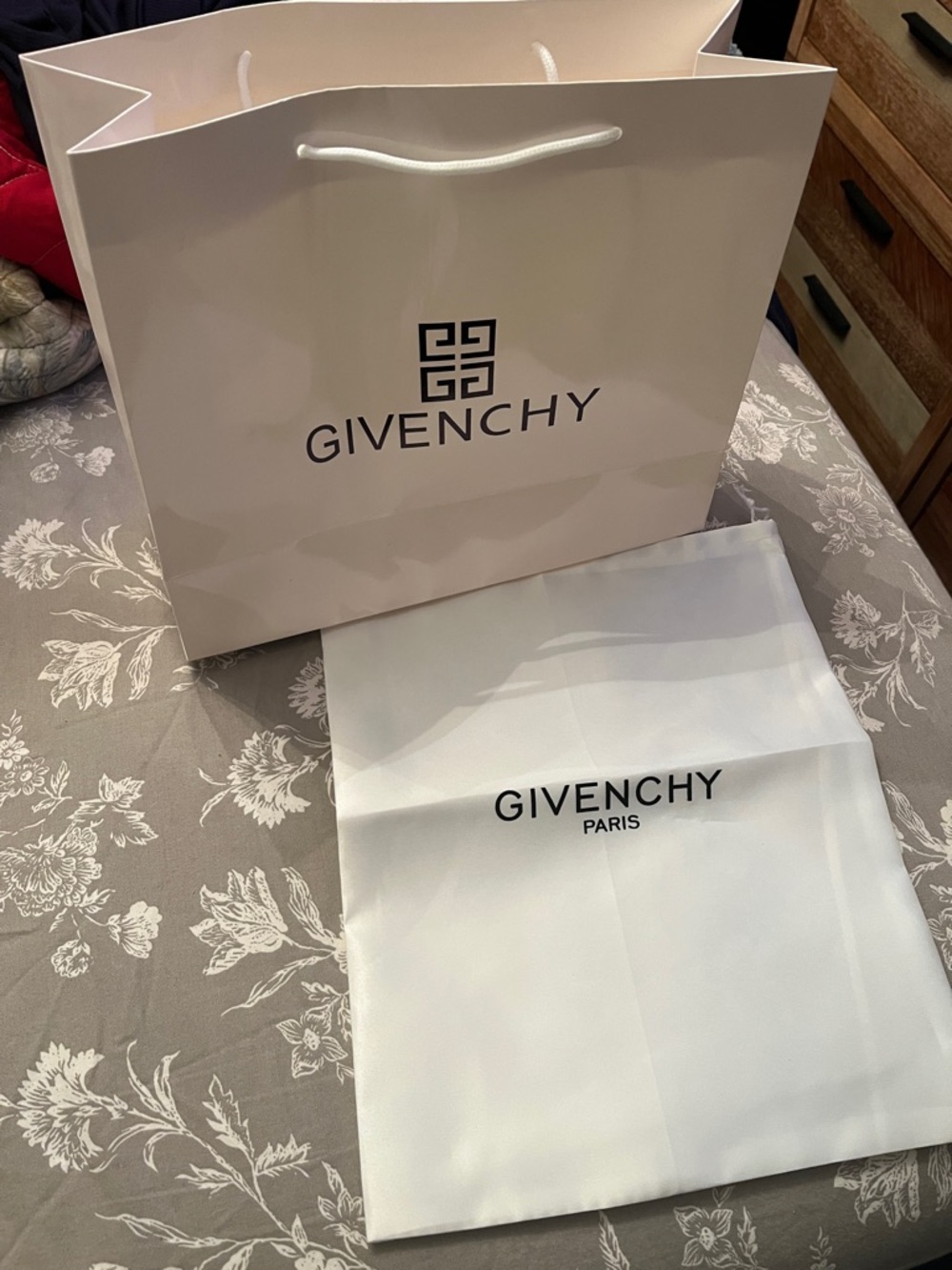 Givenchy White Paper Shopping Bag with Dust Bag Set